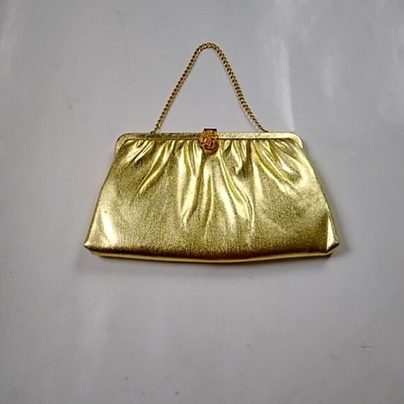 Retro Vintage HL USA Gold Metallic Women Handbag - Picture 1 of 7